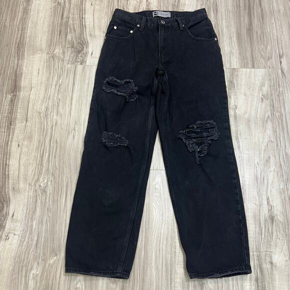 Levi's Womens Silvertab '94 Baggy Jeans Size 26 Black Distressed Straight Leg - Picture 3 of 14